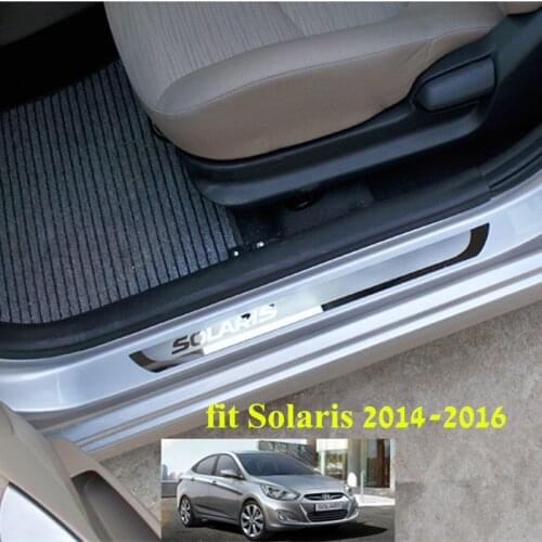 Car Door Sill Scuff Plate for Solaris 2010- 2016 Stainless Steel Door Sill Protector Door Cover for Hyundai Solaris 2018