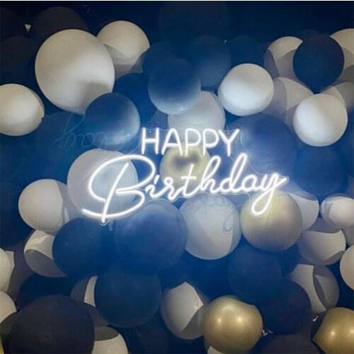 Happy Birthday Neons Sign Custom Baby Shower Gender Reveal Party Anniversaire DIY Wall Decor LED Neon Mural Personalized Gifts