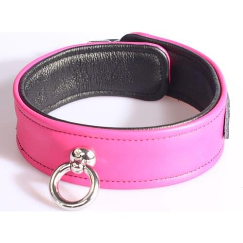 2014 NEW ARRIVAL best real leather restraining collar, Lady sexy pink neck cuff toys, Adult products collar
