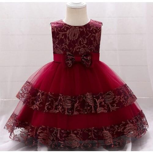 2021 Newboen First Party 1 Birthday Dress For Baby Girl Clothes Lace Princess Dresses Baptism Dress Infant Retro Embroidery Gown