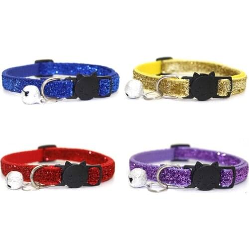 Pet Cat Collar With Bell Breakaway Fashion Adjustable Kitten Cat Sequin Collar Neck Strap Cat Accessories Pet Supplies