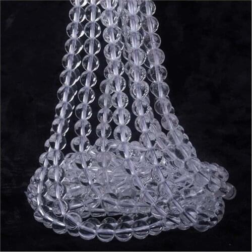 Transparent Crystal Quartz Beads Smooth Round Loose Spacer Beads for Jewelry Making DIY Bracelet Accessories 4/6/8/10/12 MM