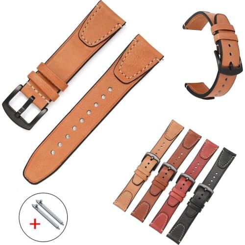 20mm 22mm Genuine Leather Strap For Samsung Galaxy Watch 3 45mm 41mm Band Active 2 46mm/42mm Gear S3 Huawei GT/2/2e Watchbands