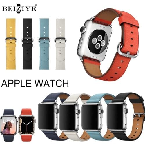 Classic Leather Buckle for Apple Watch Series 6 SE 5 4 3 2 1 iWatch band 44mm 38mm 42mm 40mm Leather loop band for Apple watch