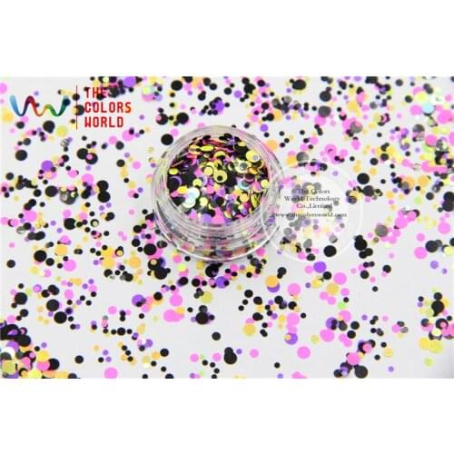 RFIP321-185 Mix Colors Dot shapes round Glitter for nail art ,nail gel,makeup and DIY decoration