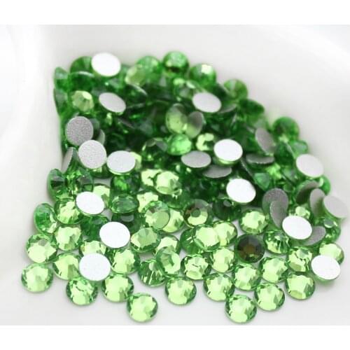 SS4-SS34 Light Green Crystal Glass Rhinestone for Nail Art, Flat back Non Hotfix Rhinestones Glue on 3D Decoration