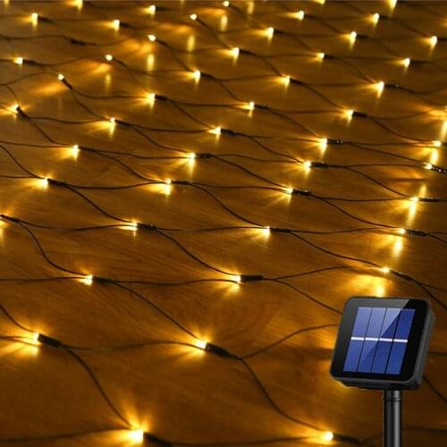 2X3M 204 LED Solar Net Mesh Fairy String Light String Garland Light For Christmas Garden Wall Window Curtain