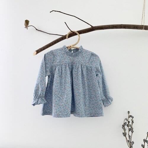 2020 Spring Autumn Fashion Childrens Clothing Cotton Baby Kids Girl Long Sleeve Princess Flower Floral Printed Blouse Shirt