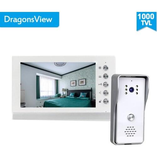 Dragonsview Wired Door Intercom System with Video Door Phone Doorbell Camera 7 Inch Dual way Talk Monitoring Gate Unlock 1000TVL