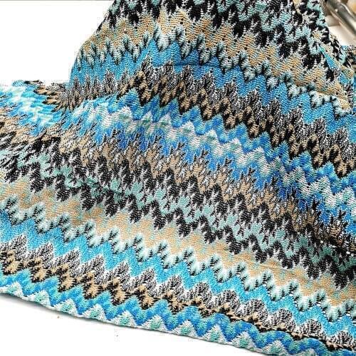 Knitting Lace Fabrics Zig Zag Wave Striped Lace Crochet Mesh Fabric Diy Fashion Cloth 150CM #3010