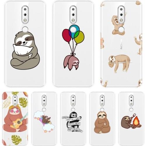 TPU Back Cover For Nokia 7.1 6.1 5.1 3.1 2.1 Plus Kawaii Sloth Funny Cute Soft Silicone Phone Case For Nokia 2.1 3.1 5.1 6.1 7.1