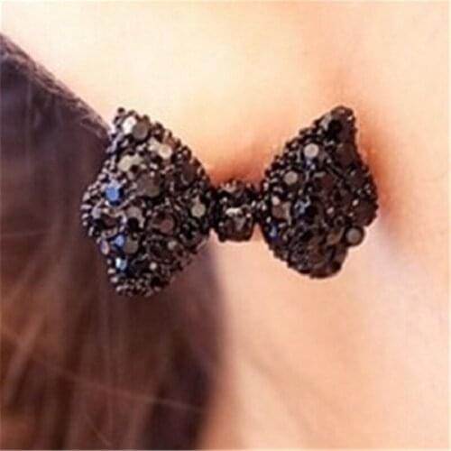 New hot fashion simple vintage metal black butterfly with a bow earrings lady ear jewelry for women