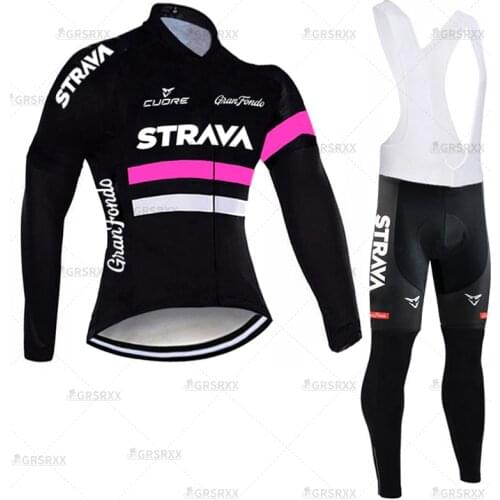 STRAVA Woman Cycling Jersey Set Mountain Bike Anti-UV Bicycle Clothes 2021 Autumn Long Sleeve Female Team Racing Clothes