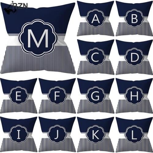 1Pcs Alphabet Letter Striped Decorative Cushion Cover Polyester Throw Pillowcase 45*45CM Sofa Home Decorative PillowCover
