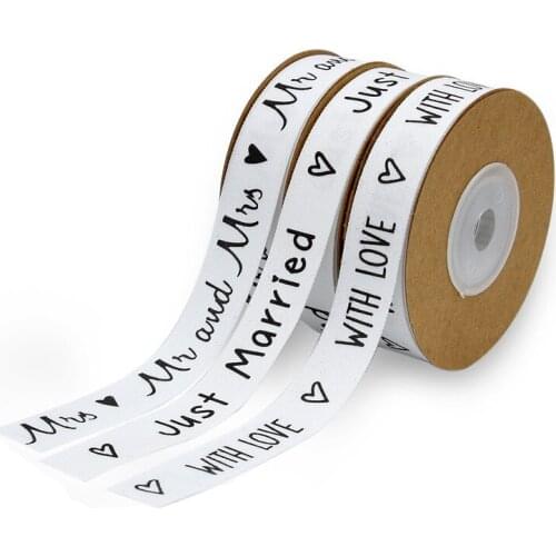 10m 1.5cm wide cotton ribbon printing wedding decoration dress binding with flower bandage and mother cotton belt black / white