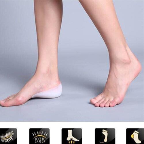 2 Pcs Soft Silicone Increase Heel Support Pad Cup Gel Shock Cushion Orthotic Insole Plantar Care Half-height