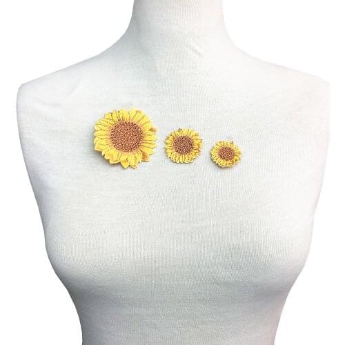 5set Iron On Sunflower Embroidery Patch Flowers Patches Embroidered Flower Applique Patches For Clothing Parches Bordados AC1210