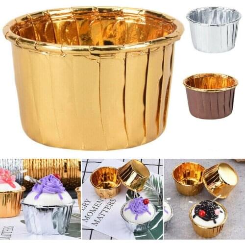 50Pcs/Set 3Colors Foil Cupcake Liners Baking Muffin Box Cup Aluminum Foil Cups Cake Cases Wrappers Muffin Pastry Tools Decor