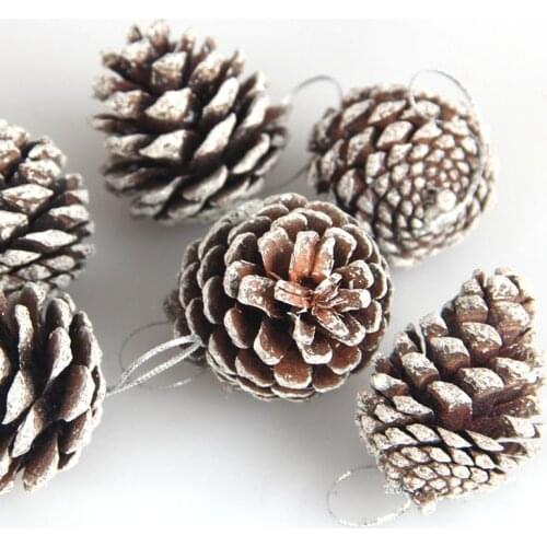 6pcs Christmas Tree Decoration Pine Cones Pendant Hanging Ornaments Party Vintage Charm DIY Accessories Plant Pine Cones Pendant