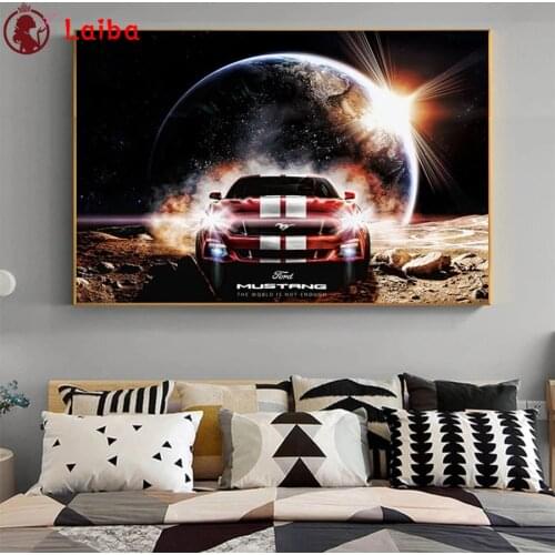 DIY Diamond Painting Modern art, sports car space moon Diamond Mosaic Full Drill Square round stones Cross Stitch Handmade Hobby