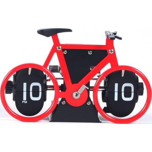 Automatic Page Turning Clock Retro Living Room Decoration Bicycle Page Turning Mechanical Clock Alarm Clock Personality Desk