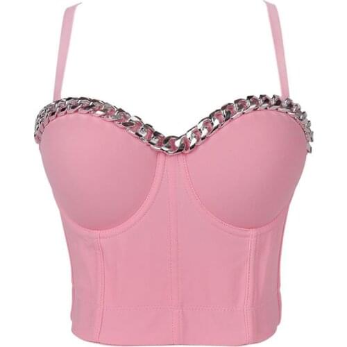 Gold Chains Bustier Bra For Women Fashion Push Up Corset Night Club Party Sexy Cropped Top Vest Shaper Underwire Bra Plus Size