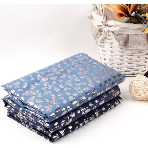 Denim Fabric By The Meter Colorful Reflective Butterfly Pattern Denim For Sewing Clothes Dress DIY Material Made Craft Supplies