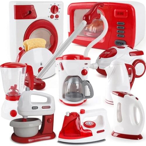 Childrens simulation kitchen pretend play toys mini household appliances educational toys coffee machine toaster blender gifts