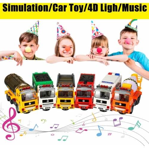Kids Toys Car Truck Engineering Construction Firetruck Ambulance Transport Car Music Light Educational Children Gifts for Boys