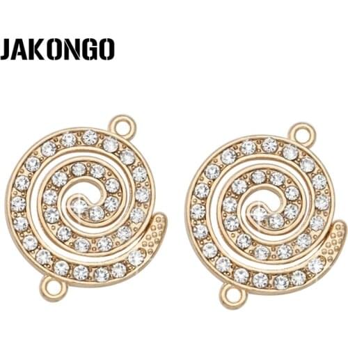 JAKONGO Gold Color Crystal Swirl Charm Connector for Jewelry Making Bracelet Accessories Findings DIY 22mm