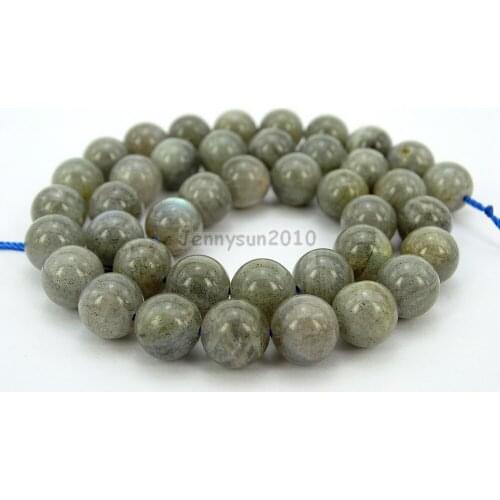 Natural Labradorite Gems Stones 10mm Smooth Round Spacer Loose Beads 15'' Strand for Jewelry Making Crafts 5 Strands/Pack