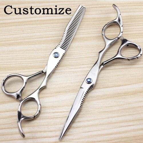 Custom Classic 440c 6 inch cut hair scissors cutting barber makas thinning scisor shears styling tools hairdressing scissors set