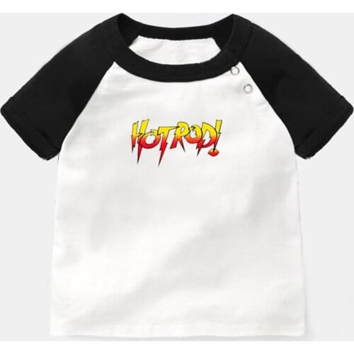 Cool Hot Rod Character Flame Drift King Design Newborn Baby T-shirts Toddler Graphic Raglan Color Short Sleeve Tee Tops