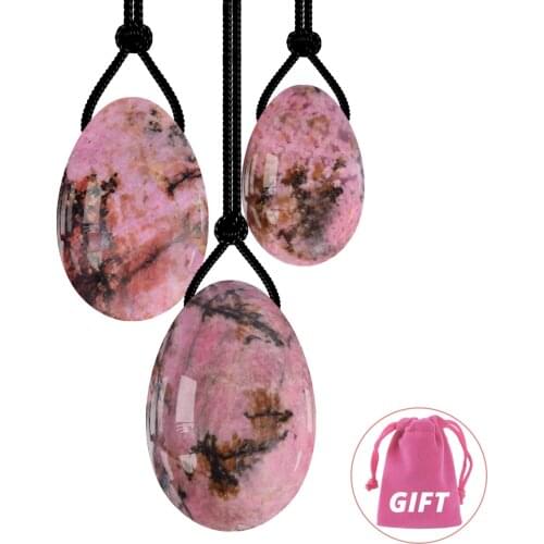 Rhodonite Yoni Egg Massage Ben Wa Ball Yoni Wand for Women Pelvic Floor Muscle Kegel Exercise Natural Jade Stone Massage Ball