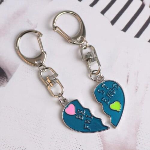 Fashion Star Rainbow Yin Yang Pendant Keychain For Women Girls BFF Geometric Charms Keyring Jewelry Friendship Gifts 2 Pieces