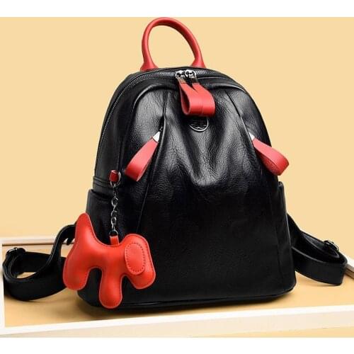 GUANGHUIXB Fashion Ladies Soft Leather Backpack 2021 High Quality Travel Female Student Backpack