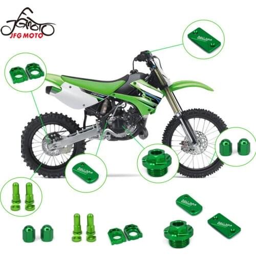 Motorcycle CNC Axle Block Brake Clutch Pump Fluid Reservoir Cover Set For KAWASAKI KX250 05-08 KX250F 04-16 KX450F 06-16 KLX450R