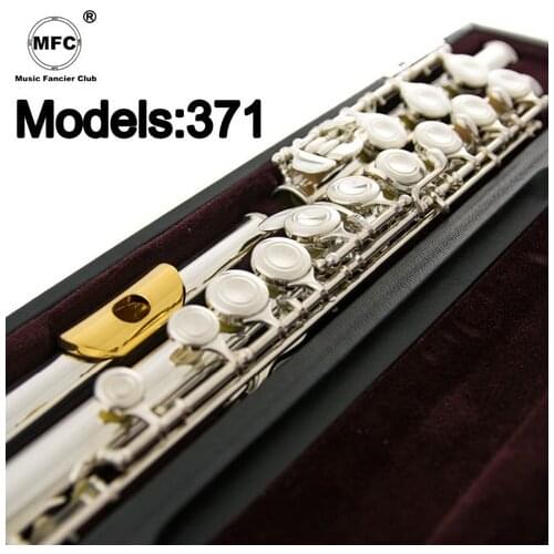 Music Fancier Club Professional Flute 371 Silver Plated Flute Gold Plated Lip Plate B Leg Open Close Holes 17 E Key