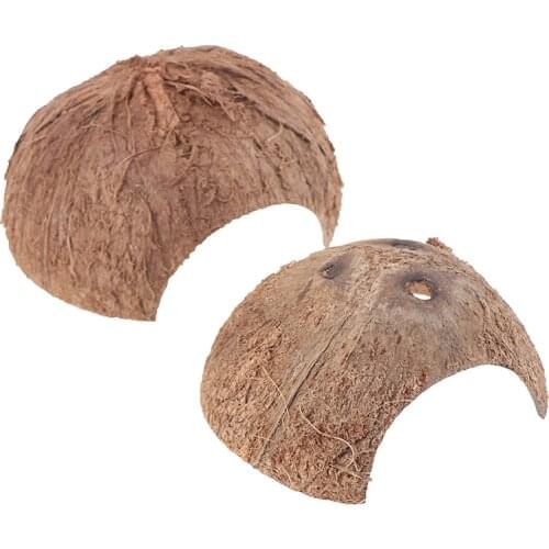 Reptile Hide Habitat Natural Coconut Shell Lizard Spider Small Animal Cave House