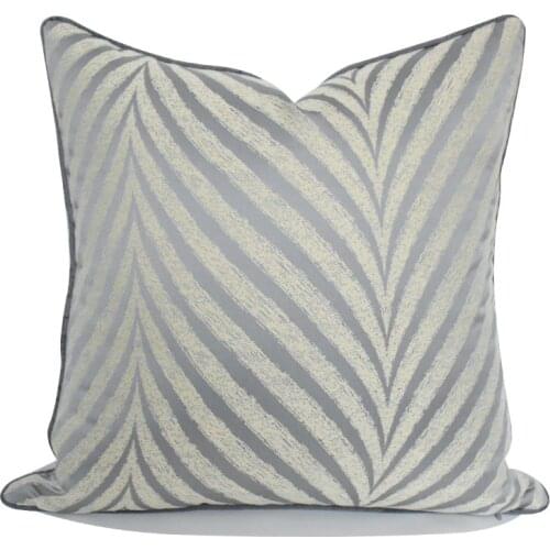 Gray Cushion Covers 45x45 Square Striped Jacquard Pillow Cases Home Decorative For Livingroom Sofa Bedroom Throw Pillow Covers