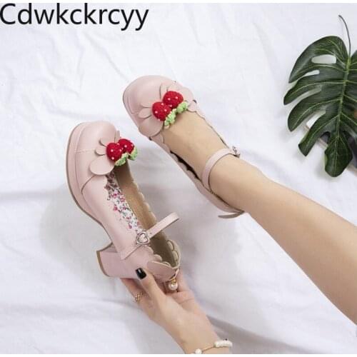 Spring and fall The New fashion Round head Thick heel Women shoes Beige Pink black sweet College style High heel Single shoes