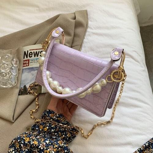 2021 new trendy fashion pearl portable underarm bag chain messenger bag
