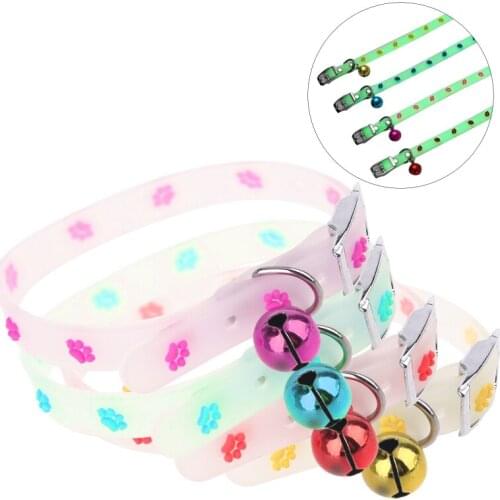 Pet Glowing Collars with Bells Glow at Night Dogs Cats Light Luminous Necklace