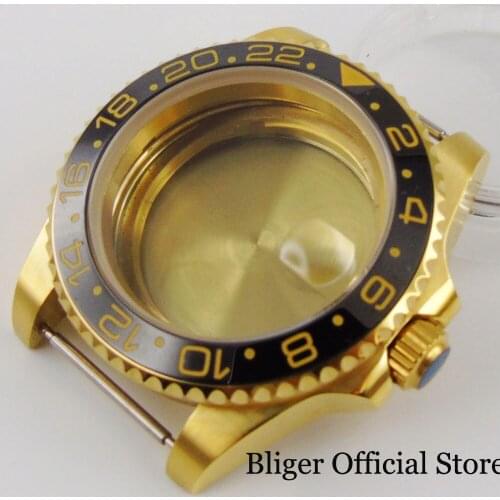 Whole Gold Coated 40mm Wach Case Sapphire Glass Fit ETA 2836 MIYOTA 8215 DG MINGZHU 2813 Movement