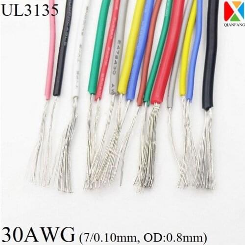 1M 30AWG Silicone Rubber Wire Electron Copper Wire Insulated LED Lamp Lighting Cable Soft Flexible High Temperature Line UL3135