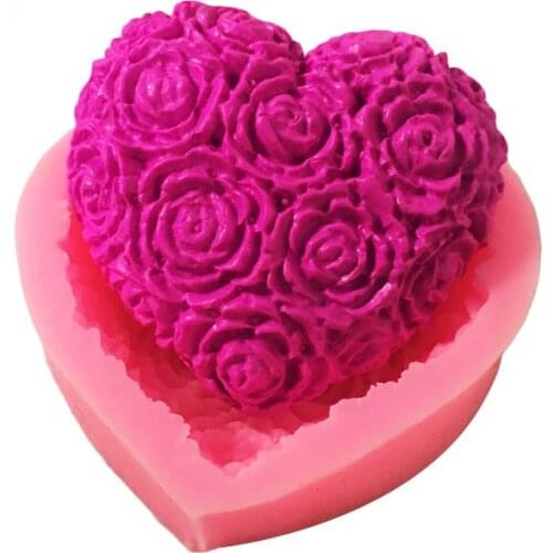 Lovely Heart Rose Flower Silicone Soap Mold DIY Cake Silicone Mold Soap Making Supplies 3d Handmade Decorating Mould Tools