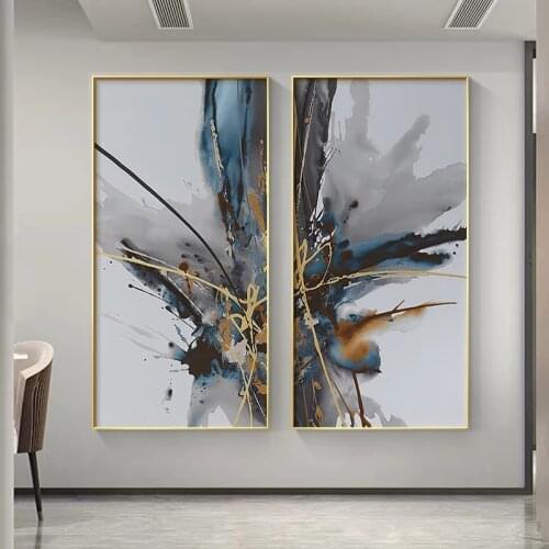 Nordic Watercolor Ink Abstract Lines Art Painting Modern Home Wall Poster Print Scandinavian Wall Pictures for Living Room