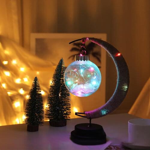 LED Moon Sepak Takraw Lamp Line Rattan Handmade Hemp Rope Wrought Iron Night Light Home Decoration Sleeping Lantern Light