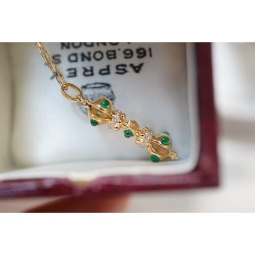 SX527 Solid 18K Yellow Gold Nature Green Emerald Gemstones Pendants Necklaces for Women Fine Jewelry for Women Gifts