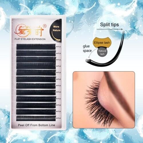 Dark Matte Hair Cashmere Flat Eyelash Extension Individual Shape Softer Ellipse Eyelashes Extensions Cilias Faux Mink Split Tips